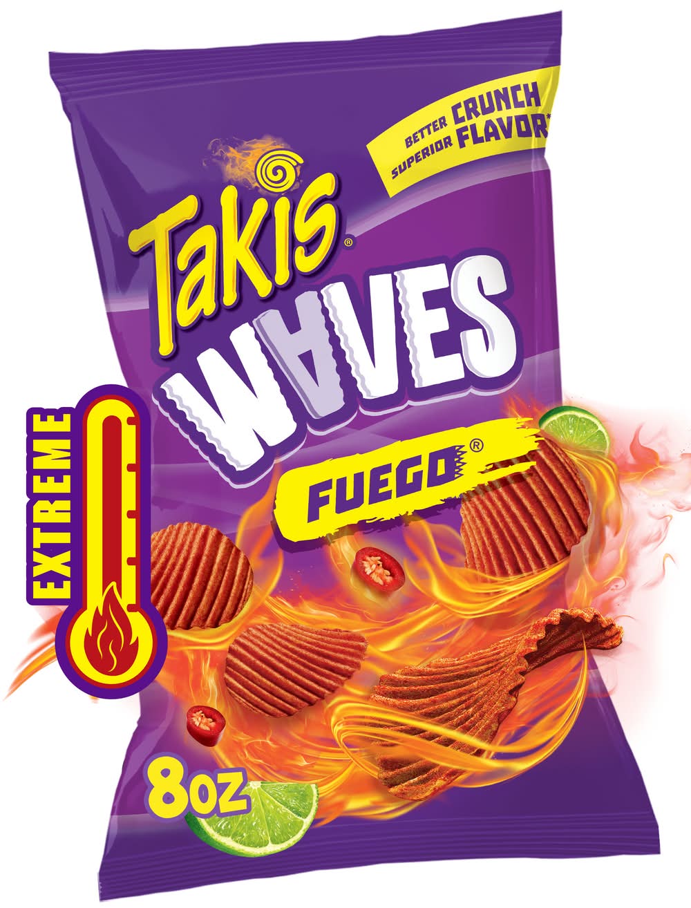 Takis Waves Fuego Potato Chips, Hot Chili Pepper-Lime (8 oz)