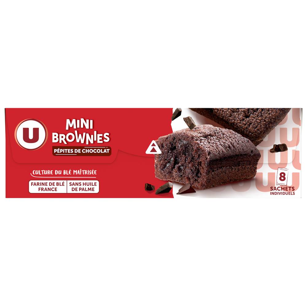U - Mini brownies pépites chocolat (8 pièces)