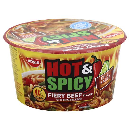 Nissin Hot & Spicy Fiery Beef Flavor Ramen Noodle Soup