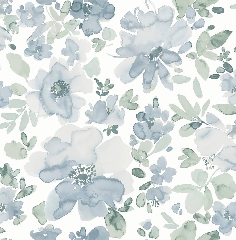 allen + roth 30.75-sq ft Blue Vinyl Floral Self-adhesive Peel and Stick Wallpaper | ARW6090