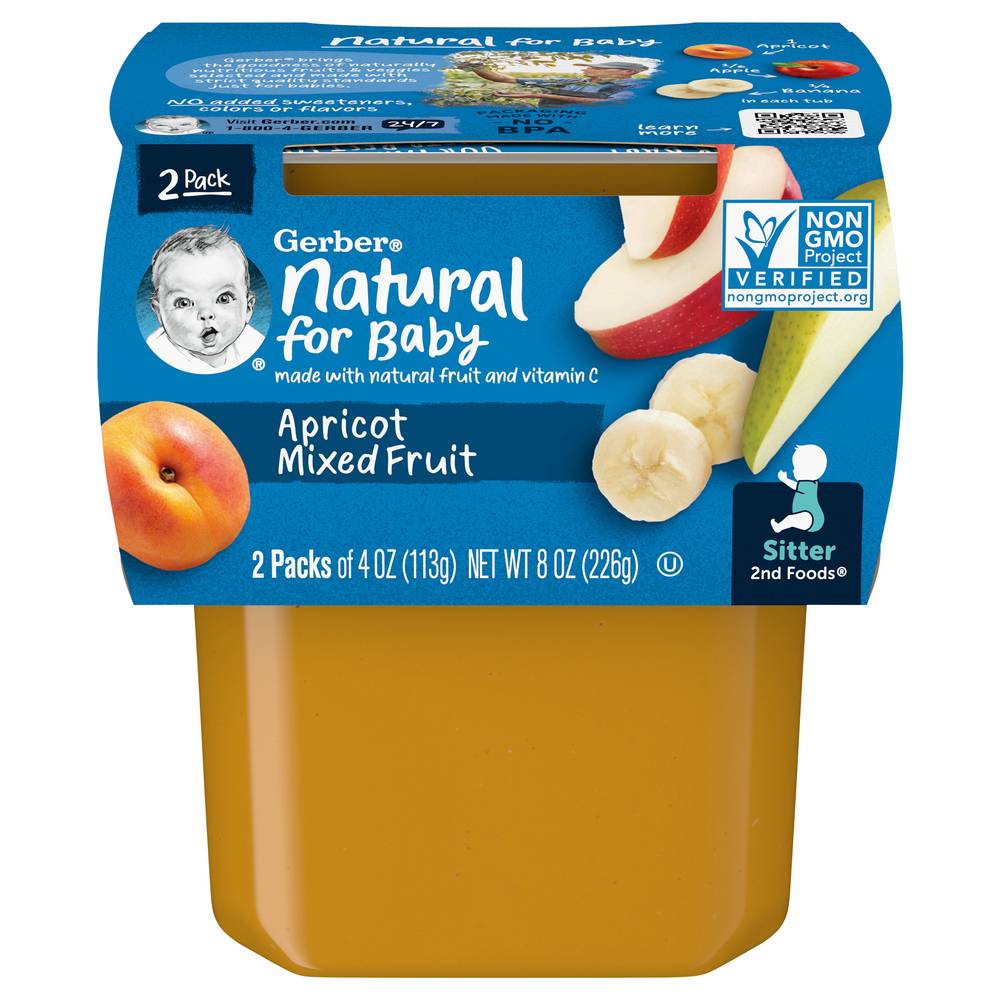 Gerber 2nd Foods Sitter Apricot Mixed Fruit Baby Food (2 ct)