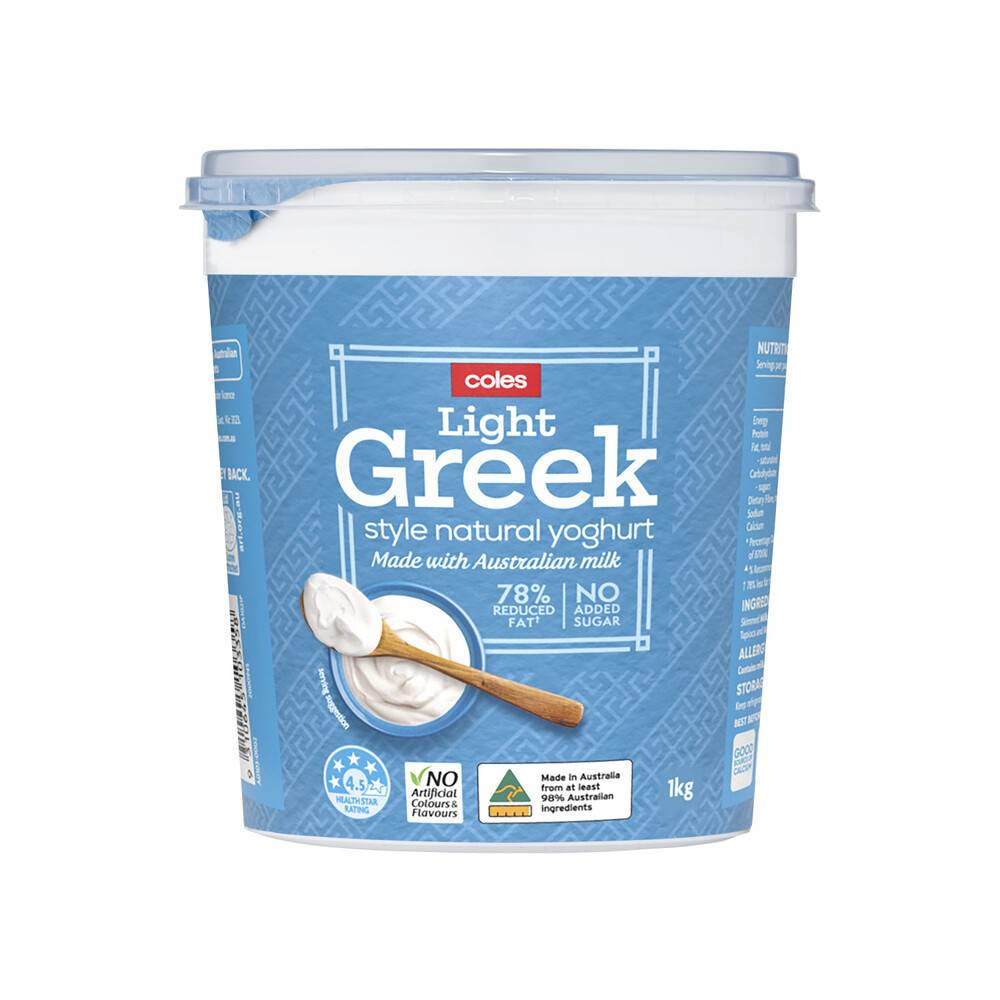 Coles Light Greek Style Yoghurt 1kg
