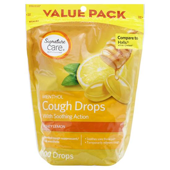 Signature Care Honey Lemon Menthol Cough Drops (200 drops)