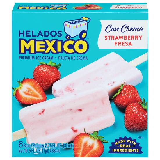 Helados Mexico Premium Strawberry Ice Cream Bars (6 ct)
