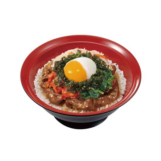おんたま黒ビビンバ牛カルビ焼肉丼 Bibimbap Style Simmered & Grilled Beef Rib Rice Bowl w/ Soft-Boiled Egg & Seasoned Seaweed