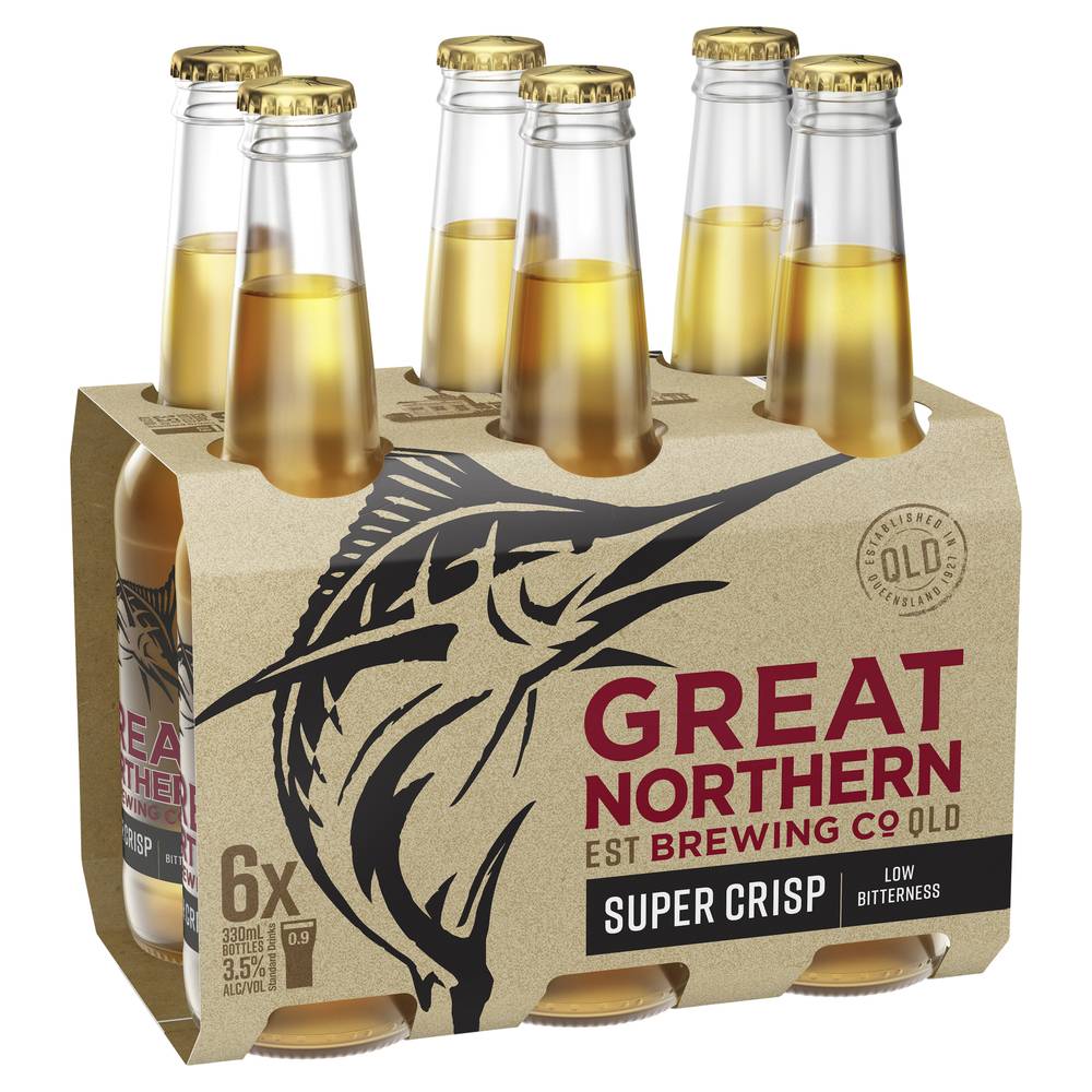 Great Northern Super Crisp Lager Bottle 330mL X 6 pack