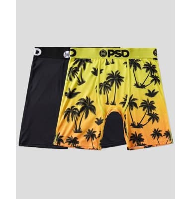 PSD Tropic Sunrise Print Briefs, Men, Palm Sunrise-Black (2 ct)