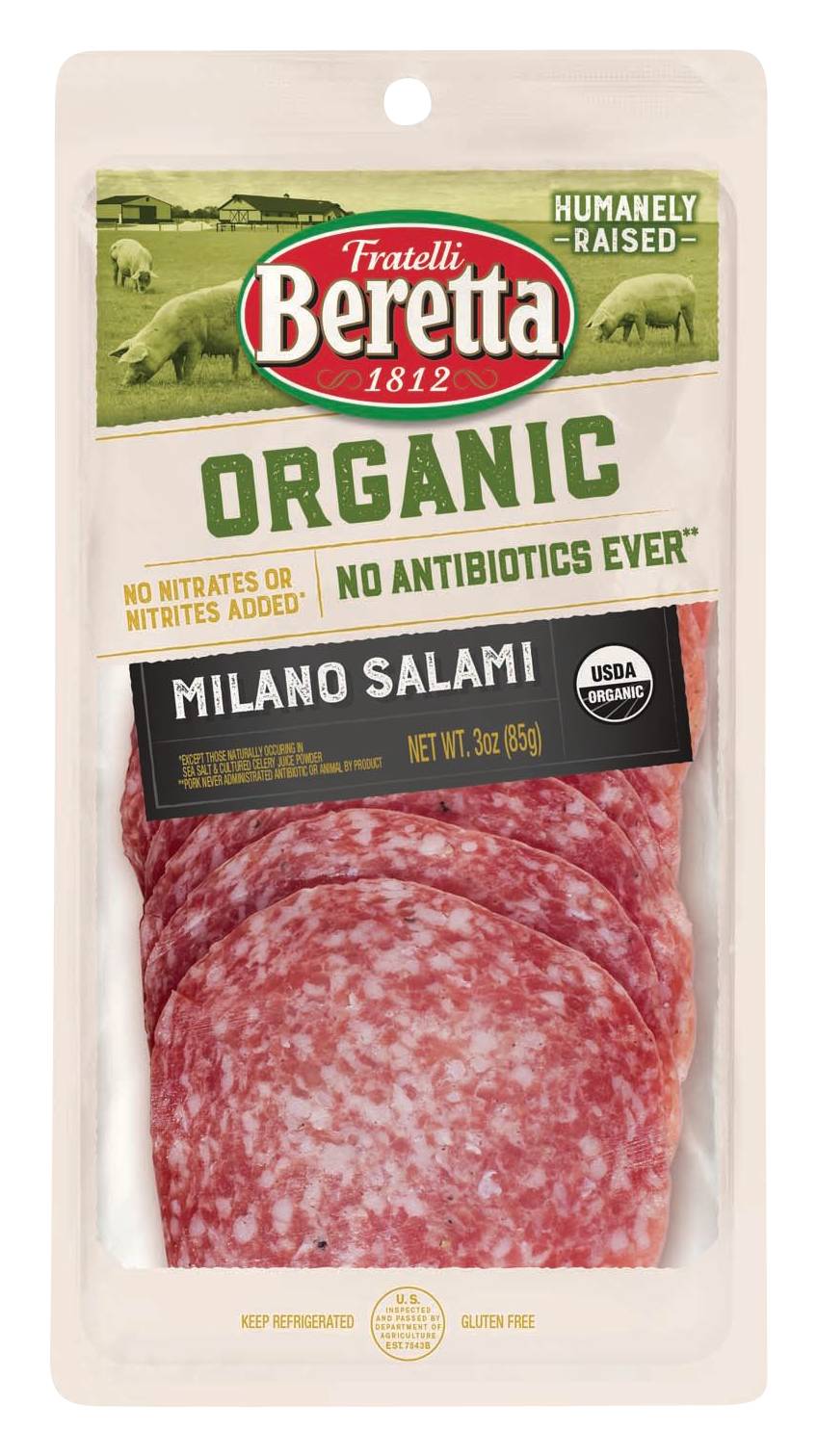 Fratelli Beretta Pre Sliced Organic Milano Salami (3 oz)