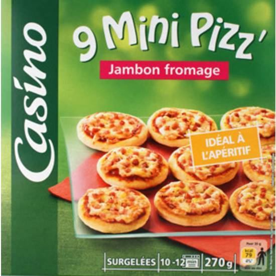 Mini pizz' mini pizzas Casino 9 pièces jambon fromage 270 g