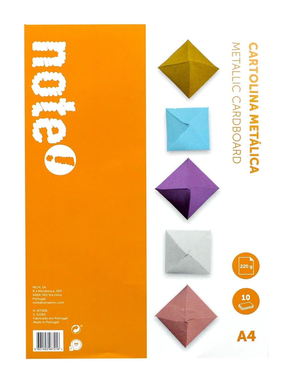 Cartolina Metálica A4 10 Folhas Note!