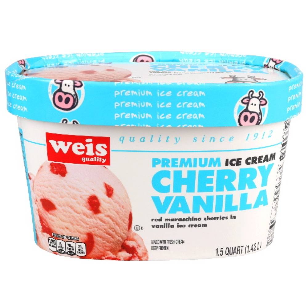 Weis Quality Premium Ice Cream, Cherry-Vanilla (1.5 qt)