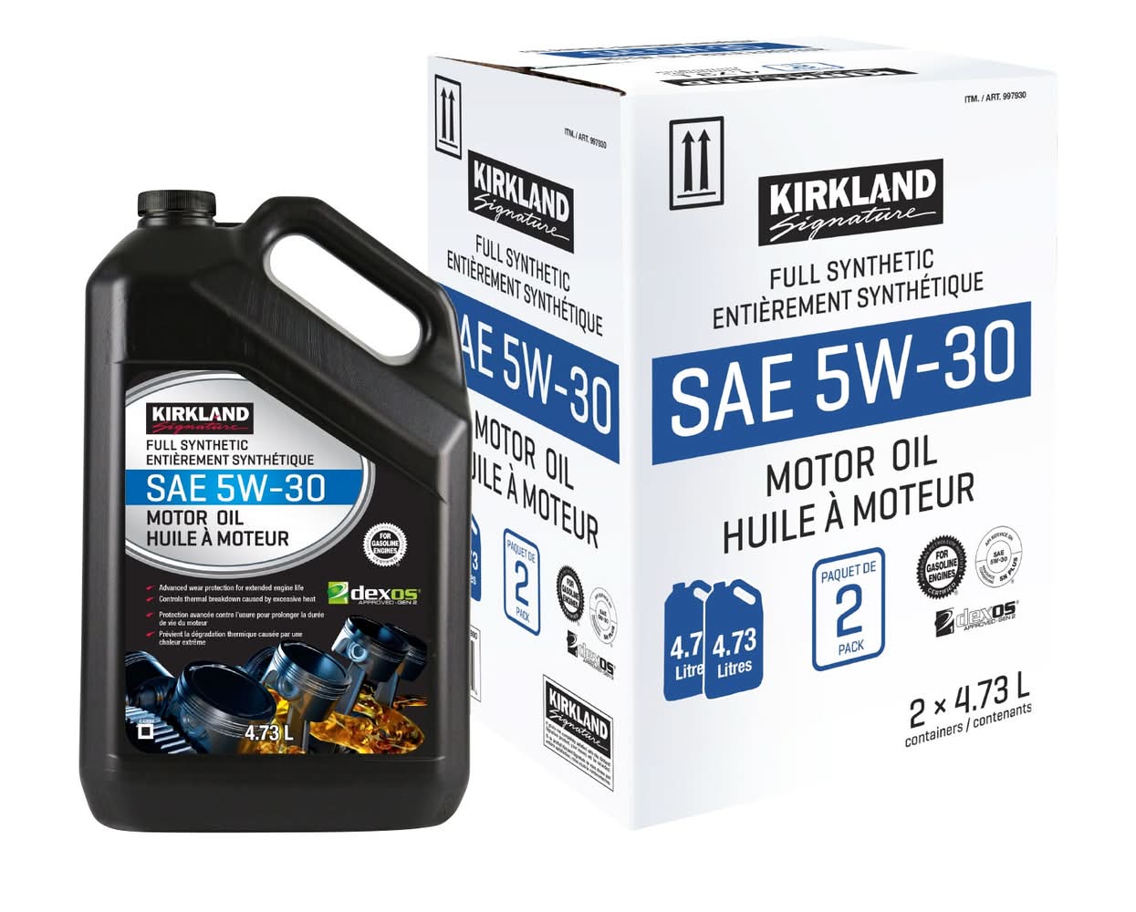 Kirkland Signature - Ensemble De 2 Contenants D'Huile À Moteur 5W30 Entièrement Synthétique / Kirkland Signature 5W30 Full Synthetic Oil For Automobile, 2-Pack