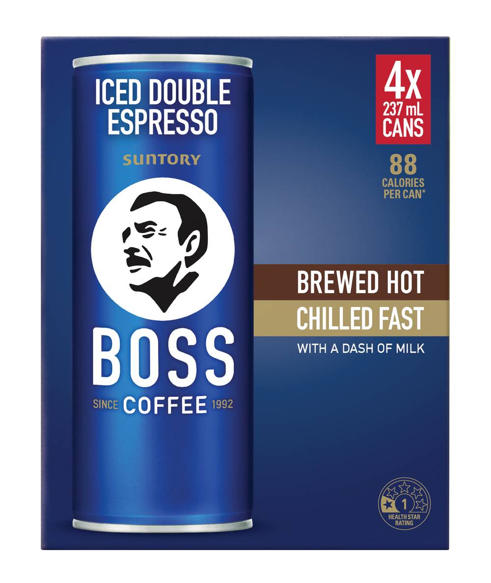 BOSS Suntory Iced Double Espresso Coffee (4 x 237mL)