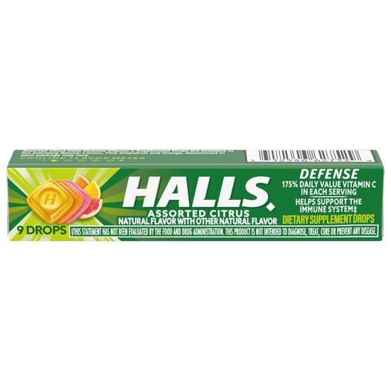 Halls Defense Assorted Citrus Supplement Drops (9 ct)