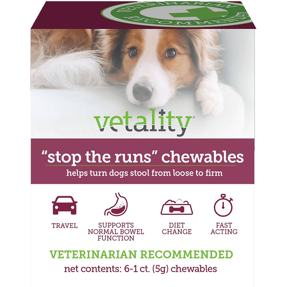 Vetality Stop the Runs Chewables For Dogs Of All Ages