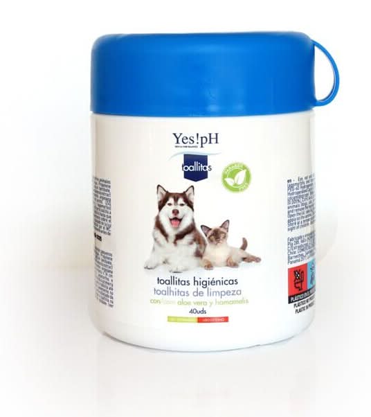 40 UN Yes!pH Toallitas Húmedas Limpiadoras para perros y gatos