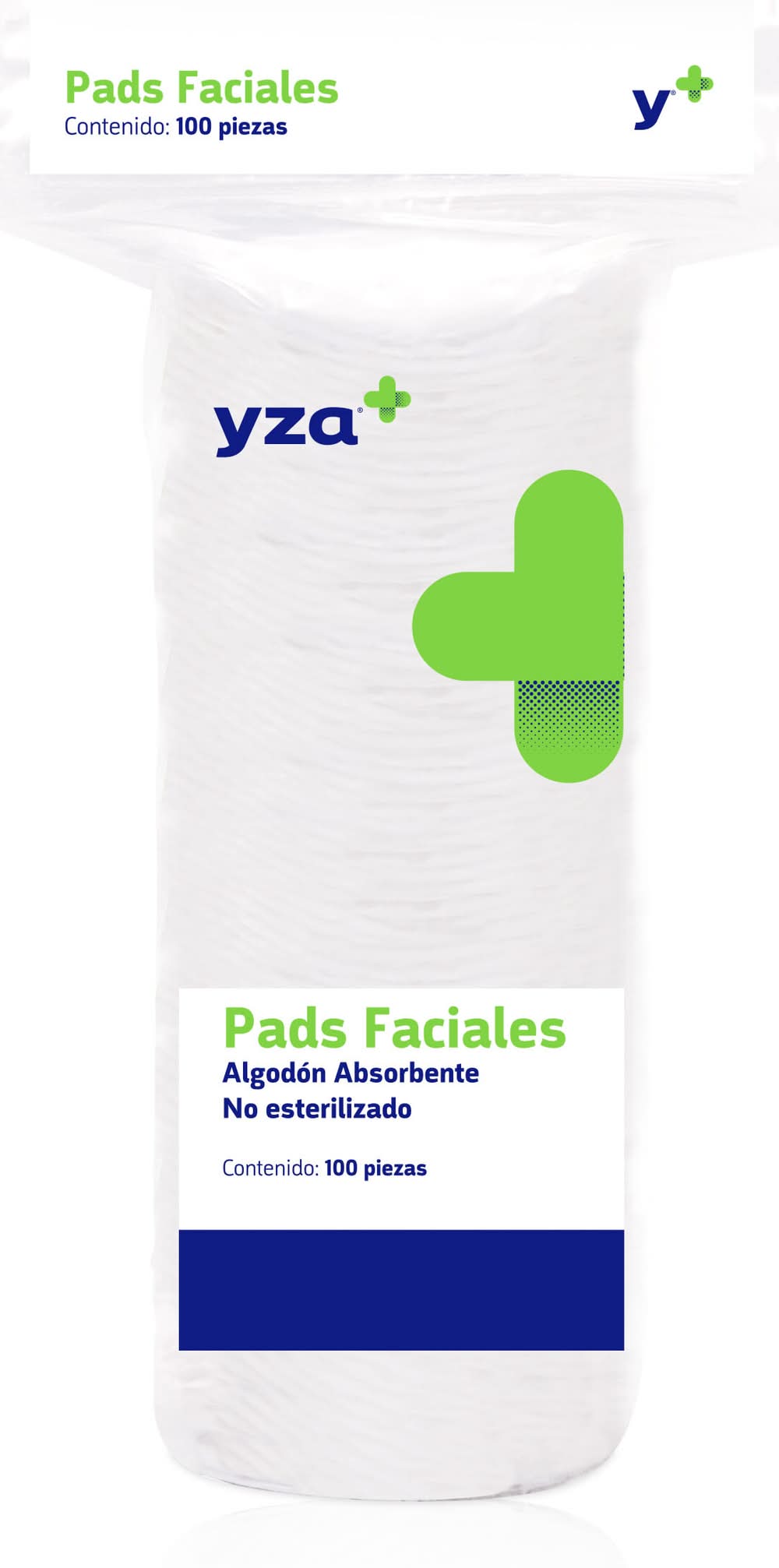 Yza · Pads faciales de algodón absorbente no esterilizado, blanco (100 un)