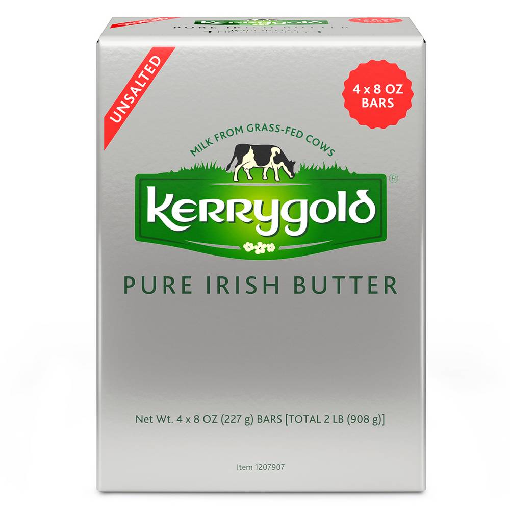 Kerrygold Grass-Fed Pure Irish Unsalted Butter Foil (8 oz, 4 ct)