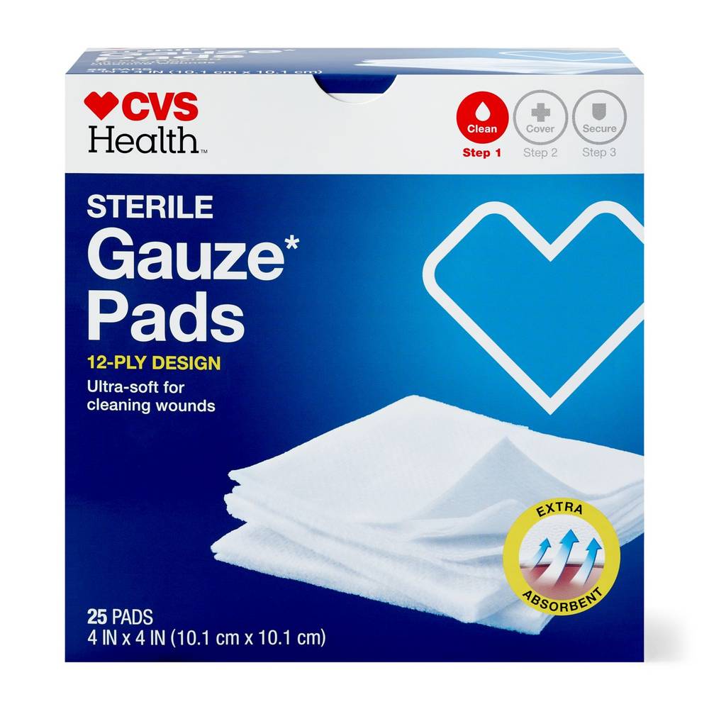 Cvs Health Sterile Gauze Pads, 4 In X 4 In, 25 Ct