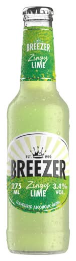 Breezer Zingy Lime, Pre Mixed Rum Based Drink (275ml)