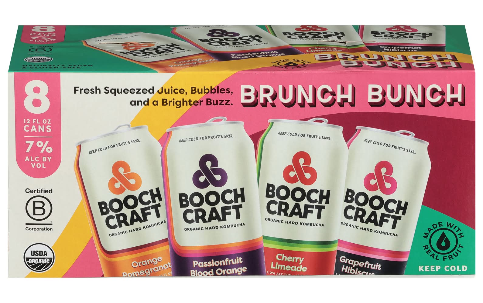 Boochcraft Brunch Bunch Hard Kombucha Variety pack, Assorted (8 x 12 fl oz)