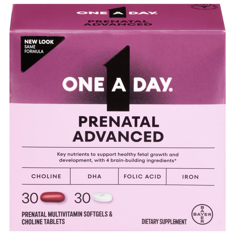 One A Day Prenatal Advanced With Brain Support Multivitamin Softgels (4.6 oz, 60 ct)