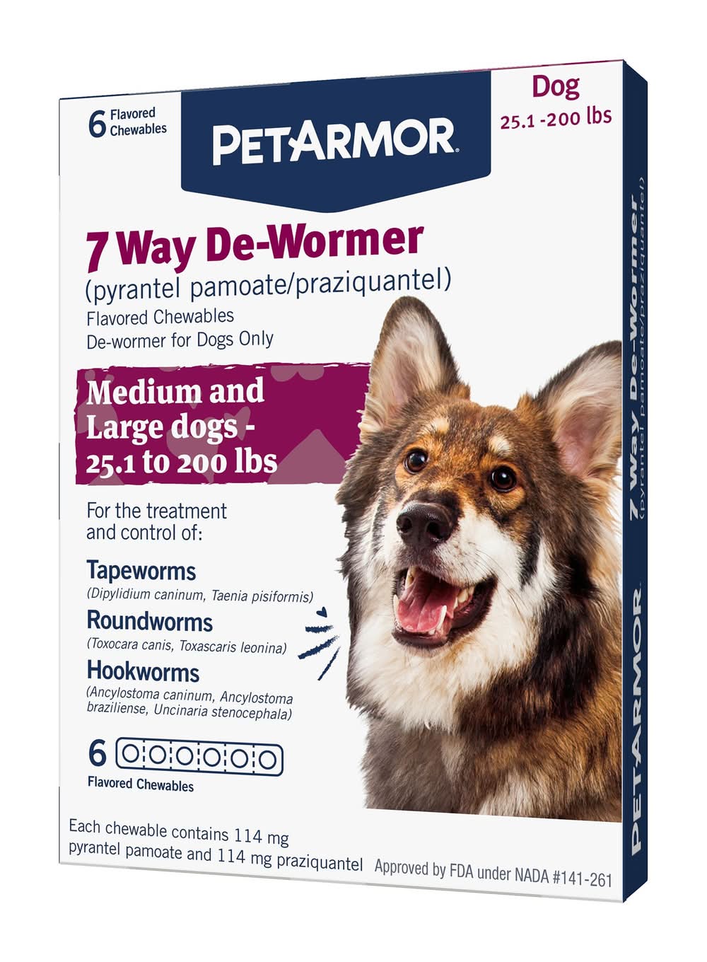 PetArmor® 7 Way Dewormer for Hookworms, Roundworms, & Tapeworms, for Medium and Large Dogs
