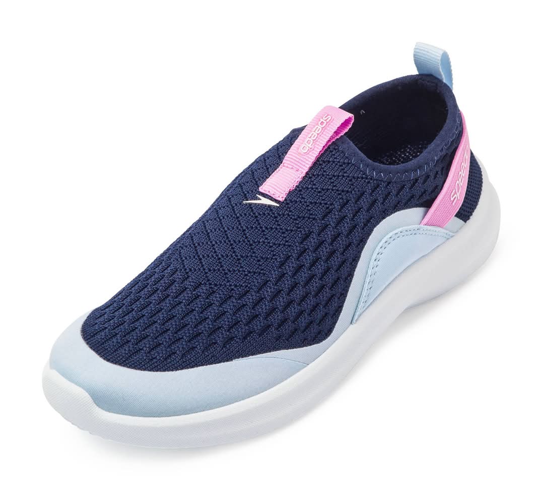 Speedo Junior Pull On Water Shoes - Navy L: Floral Pattern, Medium Width, Polyester Upper