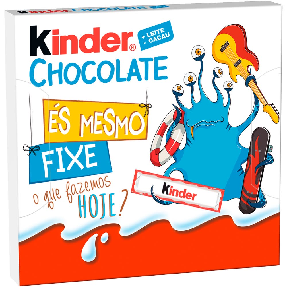 Kinder - Chocolate de leite 4 barrinhas, embalagem de 50g