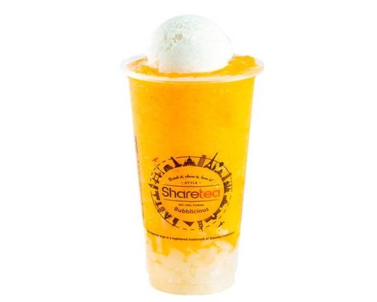 Peach Tea Ice Blended with Ice Cream & Lychee Jelly