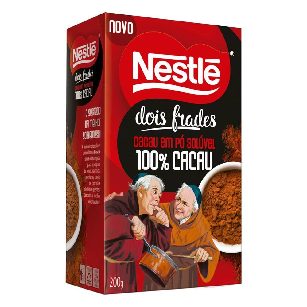 Nestlé cacau em pó solúvel dois frades 100% cacau (200g)