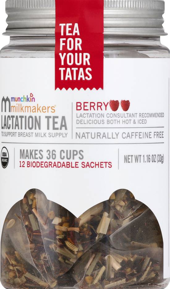 Munchkin Milkmakers Lactation Tea Berry Biodegradable Sachets (12 ct , 33 g)