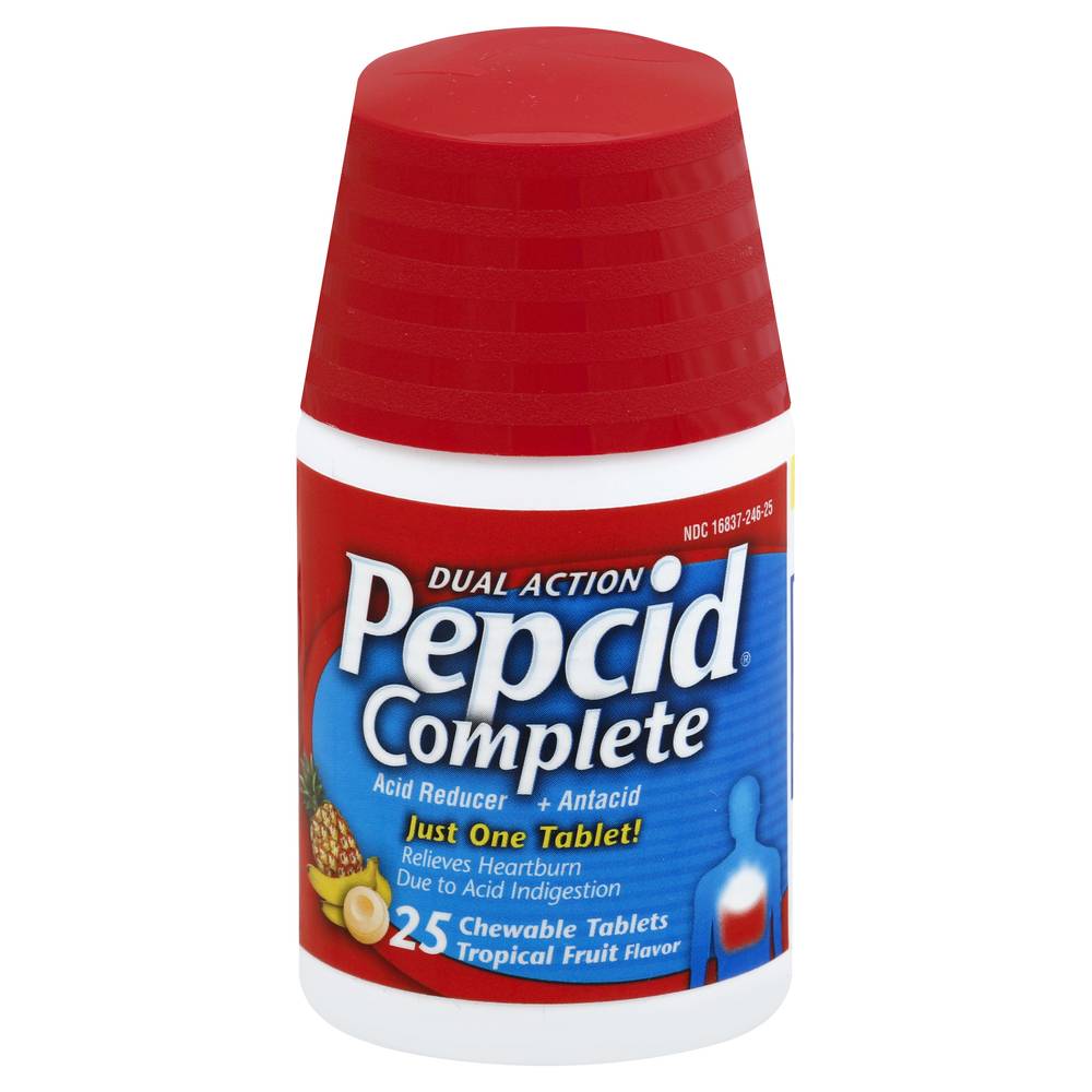 Pepcid Tropical Fruit Complete Acid Reducer + Antacid Tablets (2.78 oz)