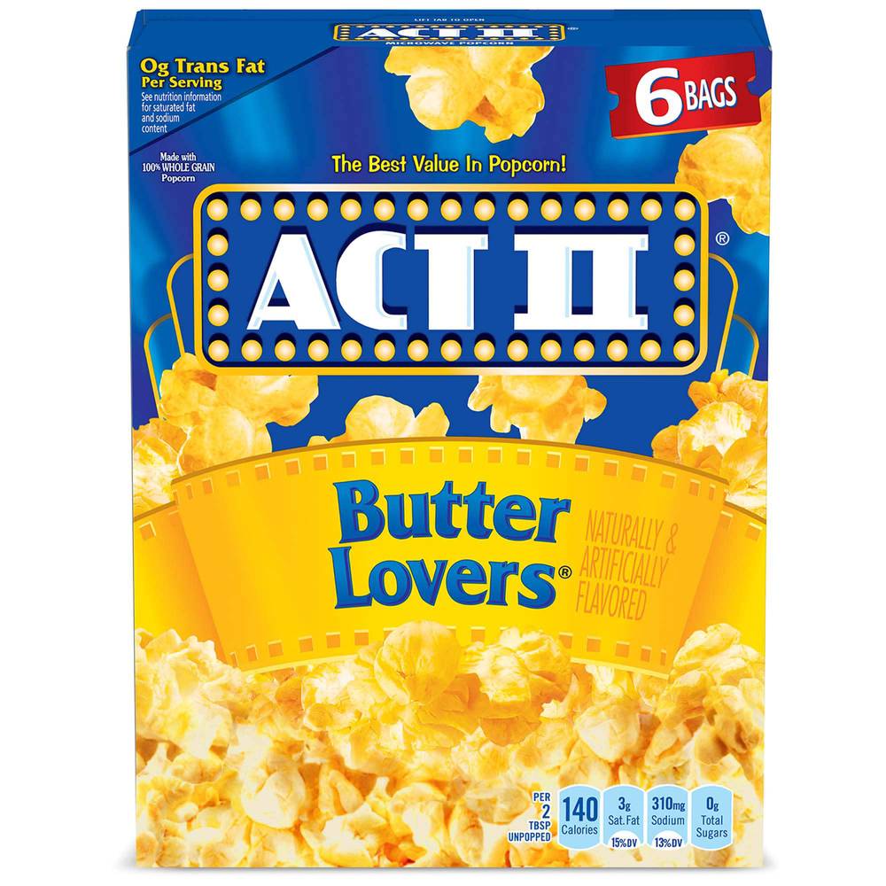 Act Ii Butter Lovers Microwave Popcorn (6 ct)