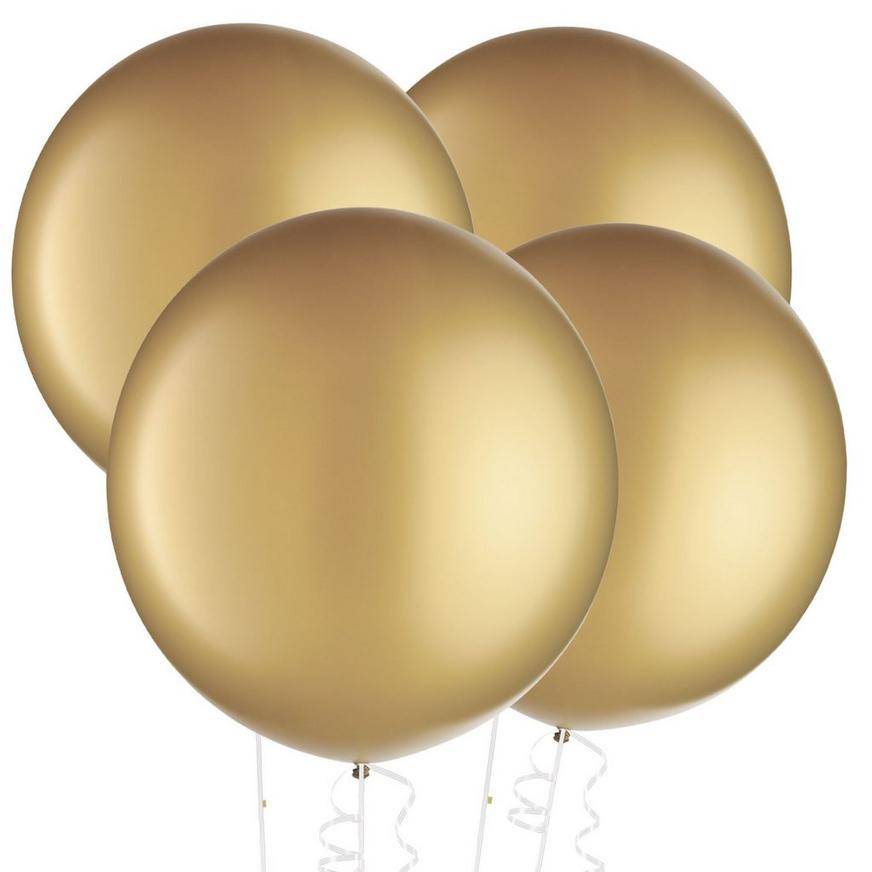 Uninflated 4ct, 24in, Gold Pearl Balloons