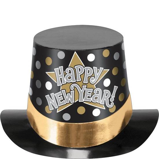 Amscan New Year Metallic Paper Top Hat (6in count)