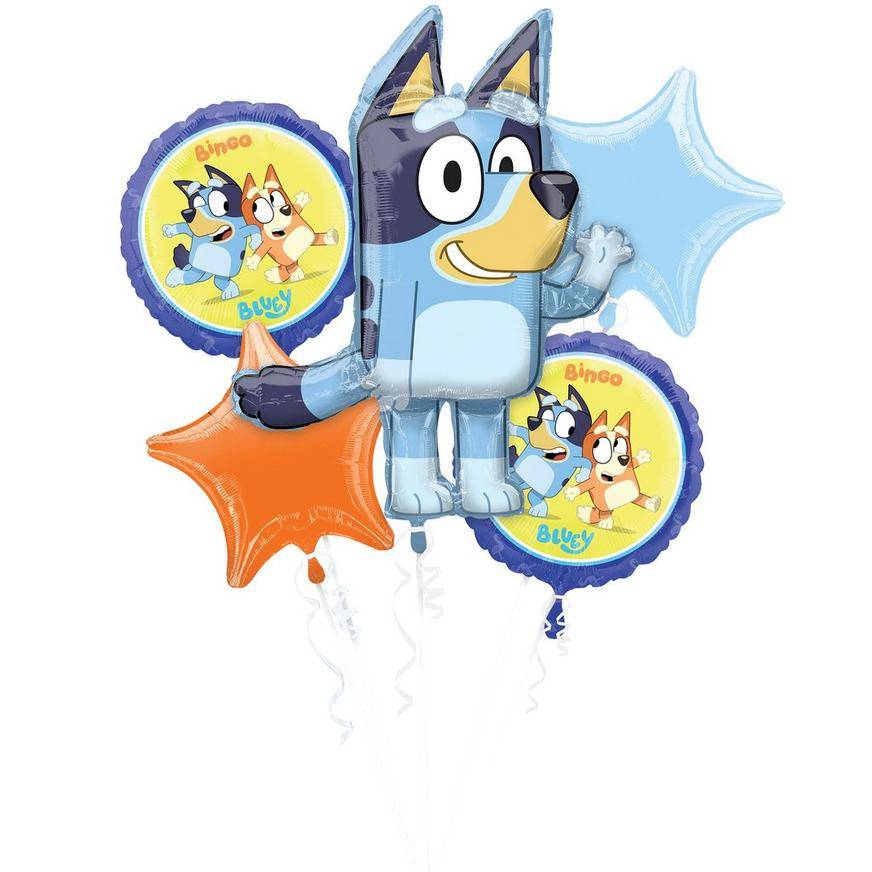 Uninflated Bluey Foil Balloon Bouquet, 5pc