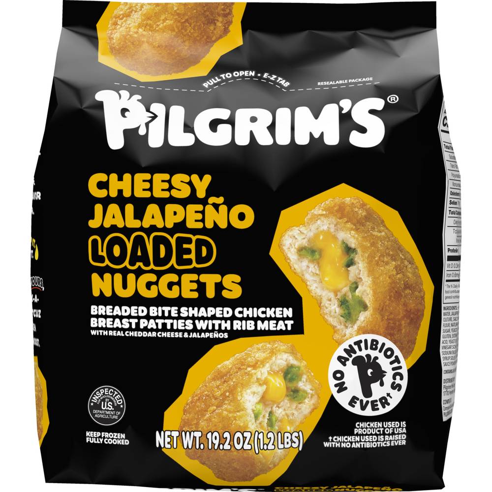 Pilgrim's Cheesy Jalapeno Loaded Nuggets Breaded Bite Shaped Chicken Breastpatties With Rib Meat (19.2 oz)