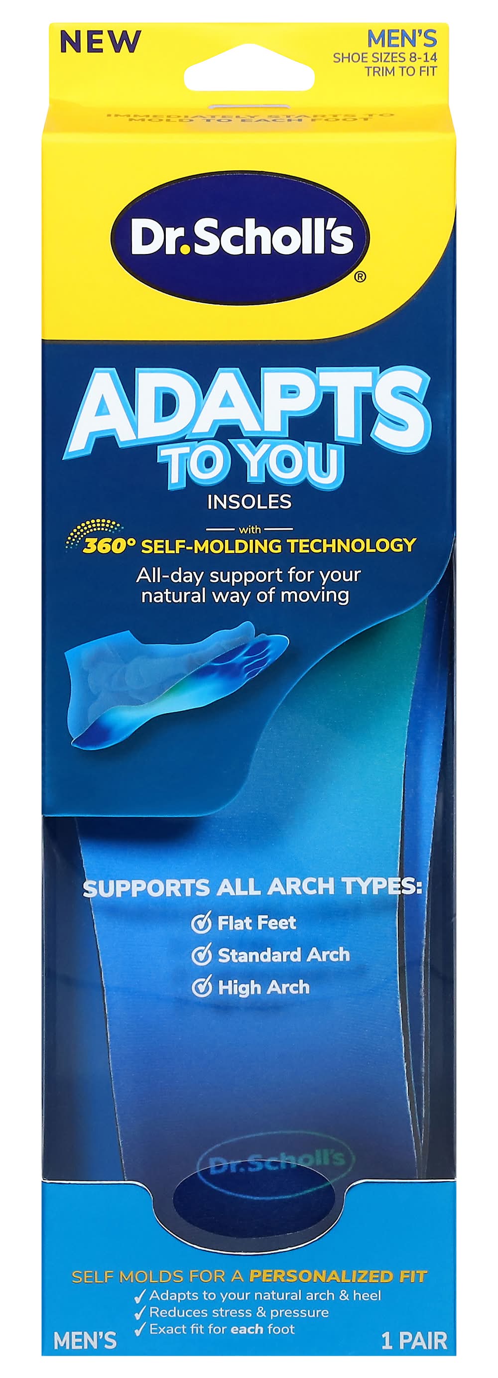 Dr. Scholl's Adapts To You Self-Molding Foam Technology Insoles, Men, 8-14