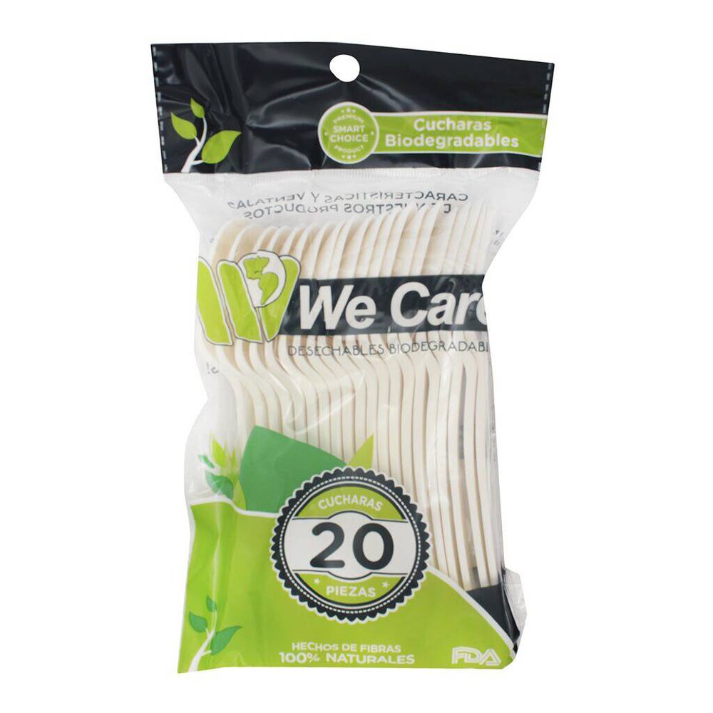 We care cucharas desechables biodegradables (bolsa 20 piezas)