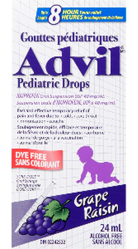Advil Grape Pediatric Drops Dye Free For Infants (24 ml)