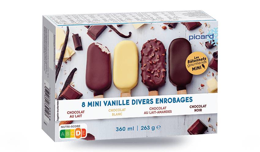 8 mini-bâtonnets vanille-divers enrobages chocolat