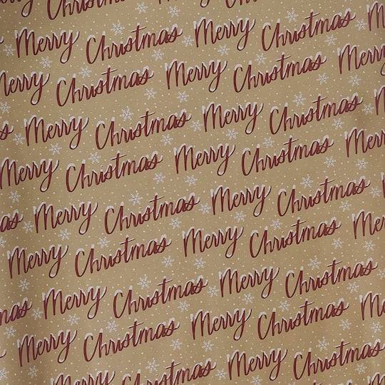 Celebrate It Merry Christmas Kraft Wrapping Paper, Brown-Red