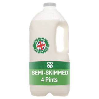 Co-op British Fresh Semi-Skimmed Milk 4 Pints/2.272L (Co-op Member Price £1.50 *T&Cs apply)