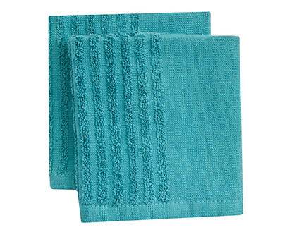 Turquoise Half-Rib Washcloths, 2-Pack
