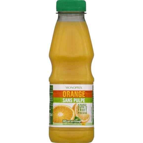 Monoprix Jus D'Orange Sans Pulpe La Bouteille De 50 Cl