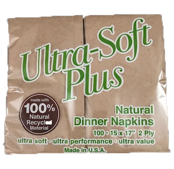 Ultra-Soft Plus Natural Dinner 2 Ply Paper Napkins, 15" x 17" (100 ct)