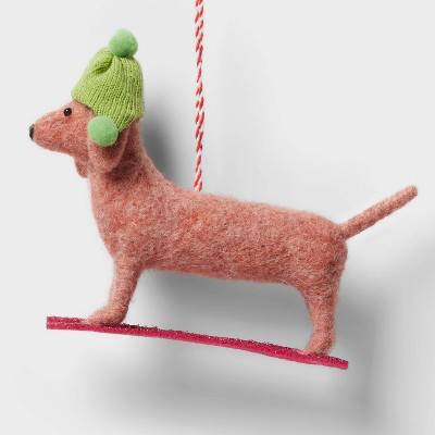 Felted Wool Dachshund Dog Christmas Tree Ornament - Wondershop™