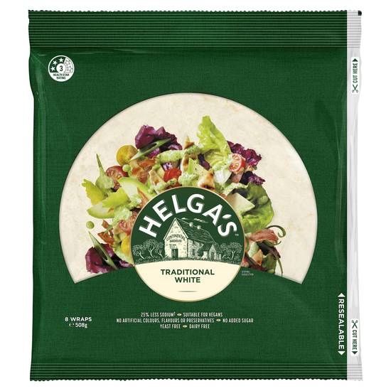 Helga's Traditional White Wraps (8 Pack) 508g