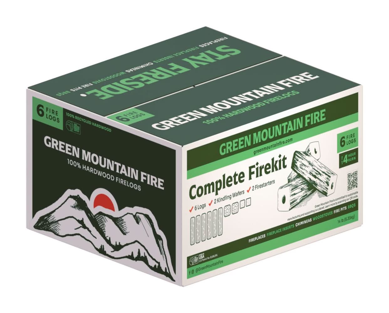 Green Mountain Coffee Roasters Natural Fire Log 4 Hr 6 Pk